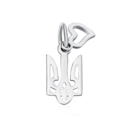 Срібна підвіска патріотична з гербом і серденьком