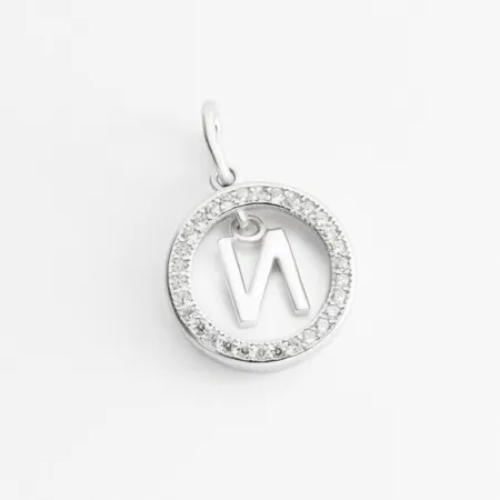 Срібна підвіска родована літера 'И' з фіанітами зі вставкою фіаніт