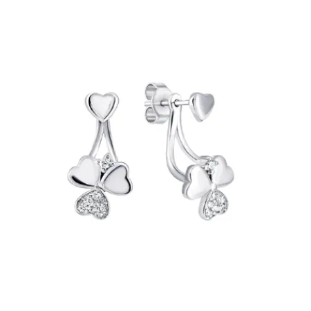 Серебряные серьги в стиле 'Van Cleef & Arpels' с фианитами
