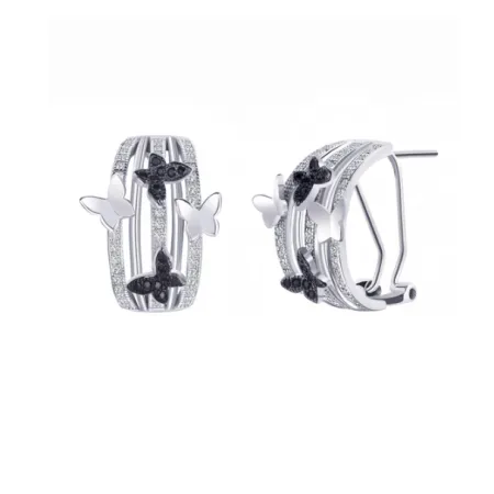 Срібні сережки в стилі 'Van Cleef & Arpels' з фіанітами