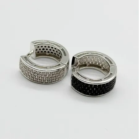 Срібні сережки двосторонні зі вставкою фіаніт