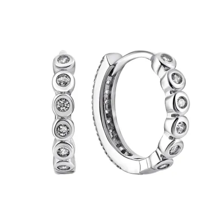 Срібні сережки двосторонні зі вставкою фіаніт