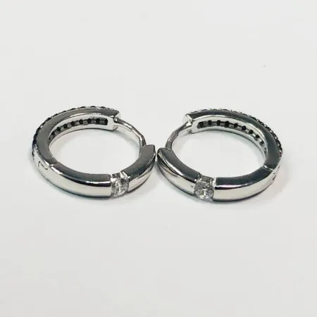 Срібні сережки двосторонні зі вставкою фіаніт