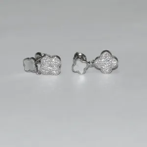 Срібні сережки в стилі 'Van Cleef & Arpels' зі вставкою фіаніт/перламутр