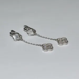 Срібні сережки в стилі 'Van Cleef & Arpels' зі вставкою перламутр/фіаніт