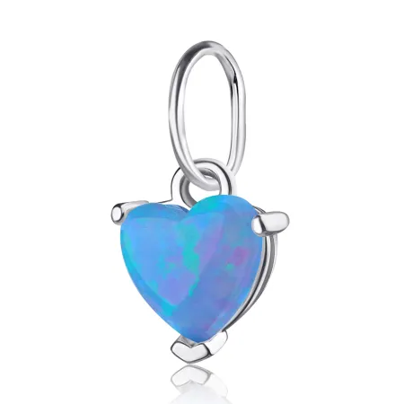 Срібна підвіска серце з блакитним опалом Серце