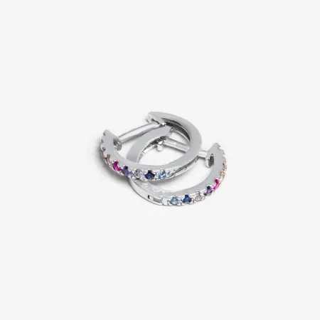 Срібні сережки з різнокольоровими фіанітами