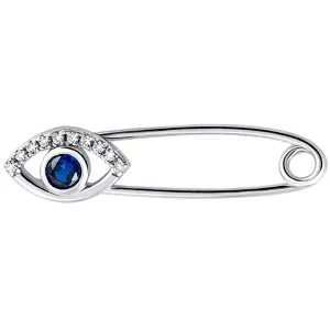 Срібна брошка з фіанітами синього та білого кольору