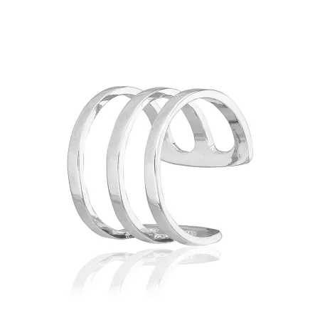 Срібна каблучка ярусна геометрія без каменів