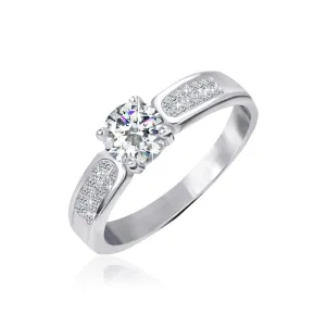 Срібна каблучка для заручин з камінням