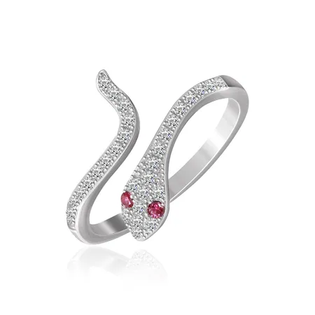 Серебряное кольцо с красными фианитами