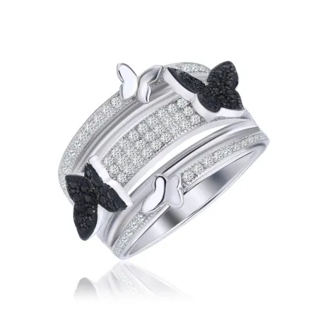 Серебряное кольцо в стиле 'Van Cleef & Arpels' с фианитами