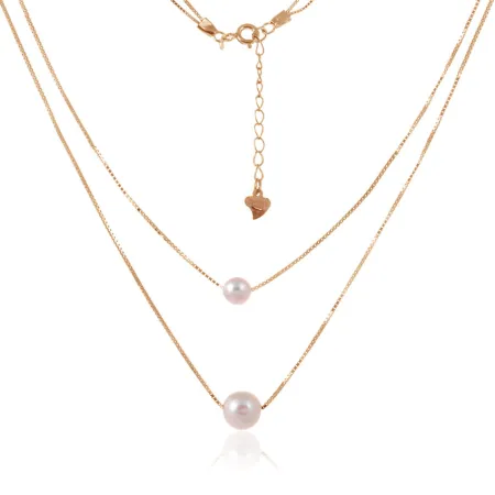 Срібне кольє в позолоті з перлами, плетіння Венеція