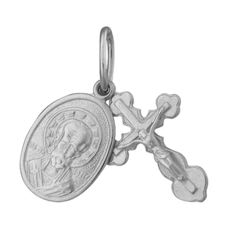 Срібний підвіс 'Хрест з іконою Св. Миколая Чудотворця'