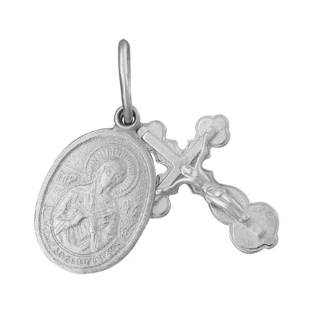 Срібний підвіс 'Хрест з іконою 'Семистрільна'