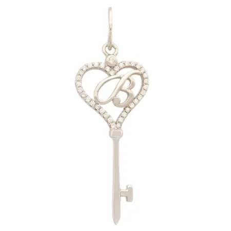 Срібний підвіс з фіанітами 'Ключ із літерою 'В'
