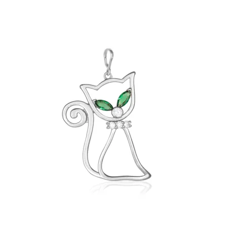 Срібний підвіс зеленоока кішка