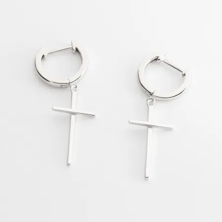 Сережки конго зі срібла з хрестами