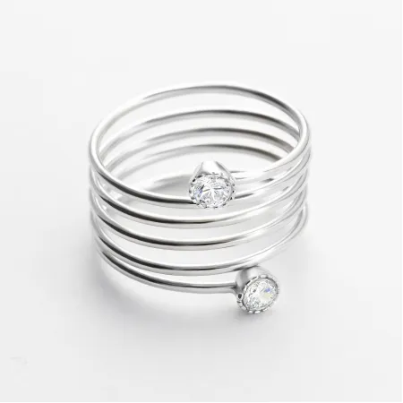 Срібна каблучка покрита родієм зі вставкою Swarovski Zirconia