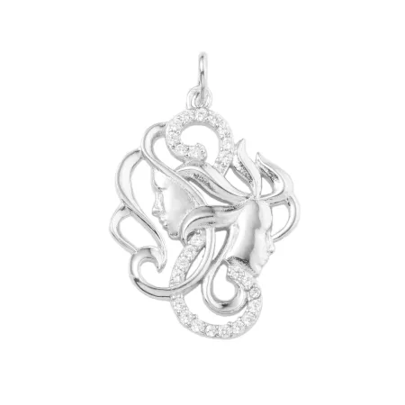 Срібна підвіска покрита родієм зі вставкою фіаніт