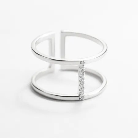 Срібна каблучка ярусна Геометрія доріжки