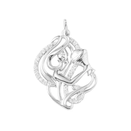 Срібна підвіска покрита родієм зі вставкою фіаніт