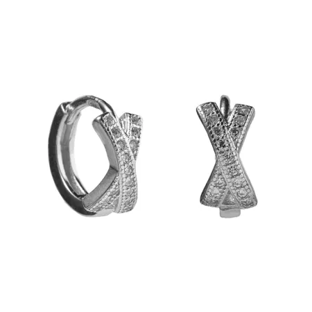 Срібні сережки покриті родієм з фіанітами