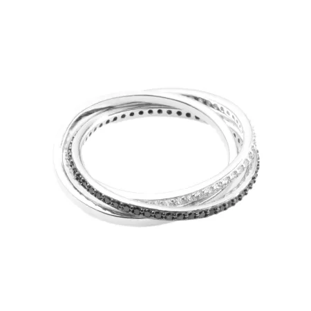 Срібна каблучка потрійна з фіанітами
