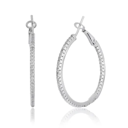 Срібні сережки покриті родієм з фіанітами