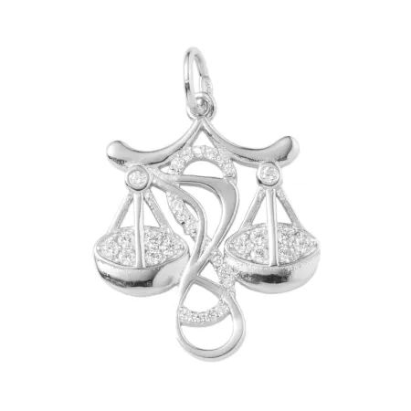 Срібна підвіска покрита родієм зі вставкою фіаніт