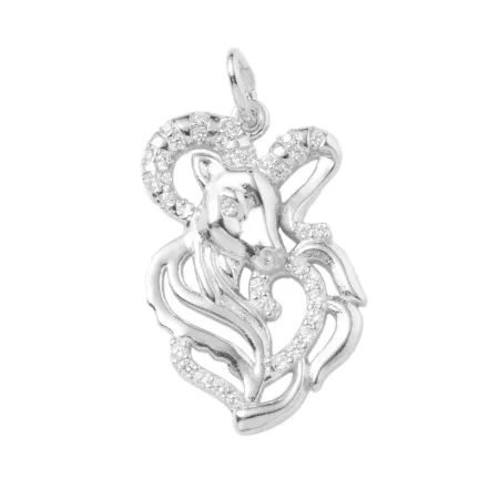 Срібна підвіска покрита родієм зі вставкою фіаніт