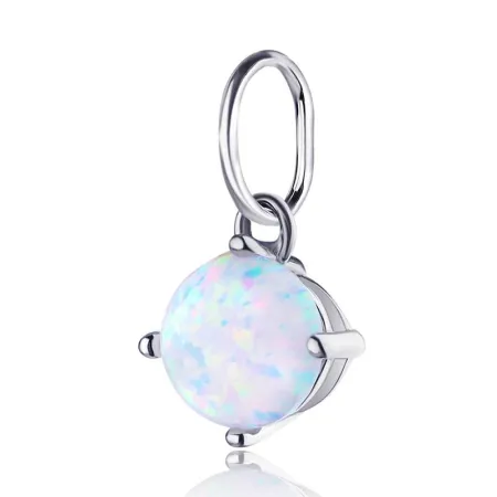 Срібна підвіска куля з білим опалом