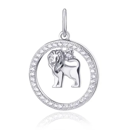 Срібна підвіска Лев з фіанітами