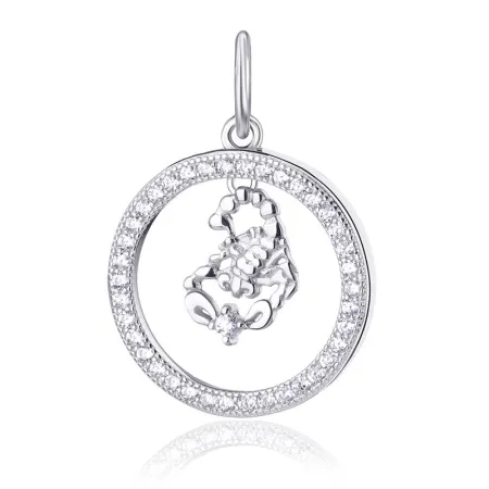 Срібна підвіска Скорпіон з фіанітами