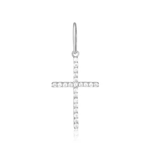 Срібна підвіска хрестик з білими фіанітами