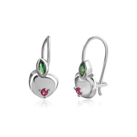Серебряные серьги с красными фианитами