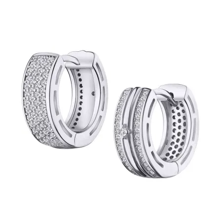 Срібні сережки двосторонні з фіанітами