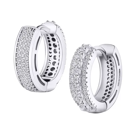 Срібні сережки двосторонні з фіанітами