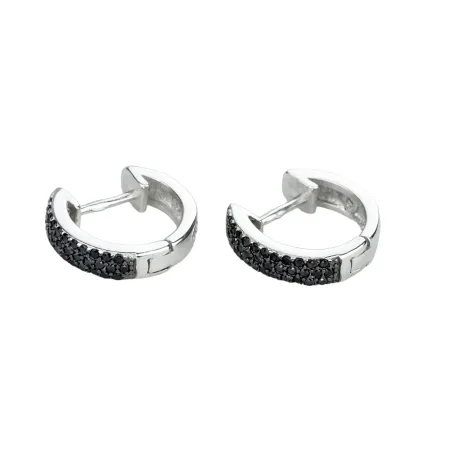 Срібні сережки двосторонні з білими та чорними фіанітами